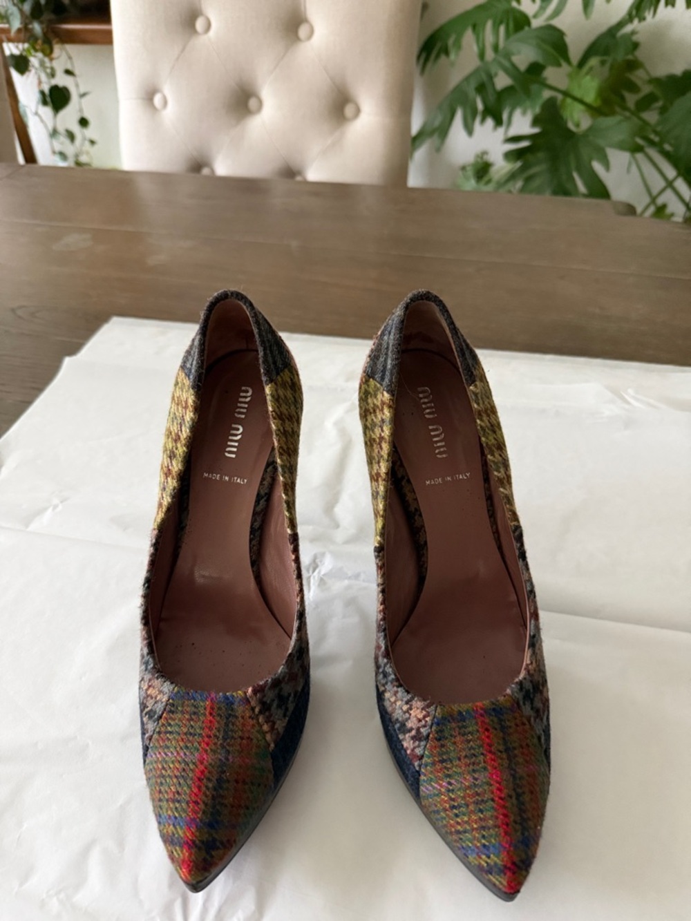 Miu Miu Multicolor Tweed Pointed Toe Pumps
